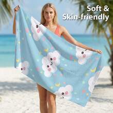 1 chiếc khăn tắm bãi biển sợi microfiber in hình đám mây hoạt hình, nhanh khô, siêu thấm hút, nhẹ, không dính cát, hoàn hảo cho bãi biển, hồ bơi, cắm trại và du lịch, quà tặng Ngày Lễ Tình Nhân, vật dụng thiết yếu đi biển|Thiết kế truyền cảm hứng|Khăn tắm mềm thấm hút - Nhiều màu - Xem 4