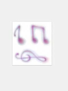 1 Pc Whimsical Purple Music Note Temporary Tattoo, Waterproof Long Lasting Fake Tattoo, Watercolor Gradient Body Art For Arms & Body - Multicolor - View 2