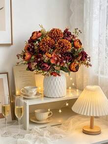 1/3pcs Artificial Chrysanthemum Ball, Rose Bouquet, Suitable For Bedroom, Kitchen Decoration, Back To School Decoration, Autumn Decoration, Indoor/Outdoor Decoration, Tabletop Decoration, Wedding Decoration, Artificial Plants, Gift For Women - Orange - View 8