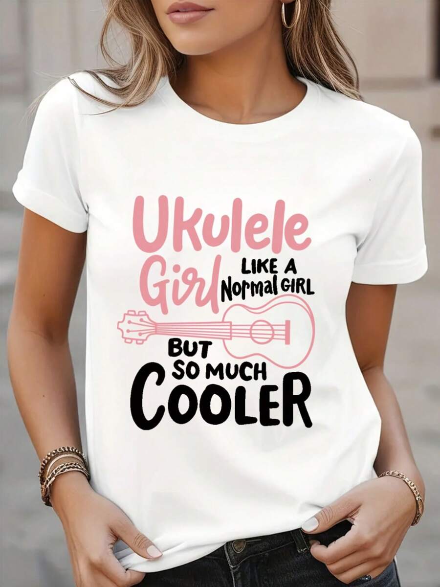 Camiseta Casual Estampada para Mujer con Mangas Cortas y Cuello Redondo, Disponible en Blanco y Negro, Perfecta para Primavera y Verano - negro - Ver 1