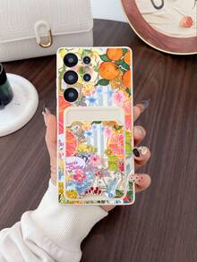 1pc White TPU Summer Beach Collage Pattern Full Coverage Shockproof Phone Case And 1pc Summer Beach Collage Pattern White Adhesive Card Holder, New 2-In-1 Full Coverage Protection Dustproof Waterproof Soft Shell Suitable For Versatile Phone Case/Card Holder Phone Case/Fun Phone Case/Android Phone Case/Suitable For Galaxy S26 S25 S24 S23 S22 S21 S20 Plus Ultra FE Case/Galaxy A56 A55 A54 4G 5G Case - Multicolor - View 3