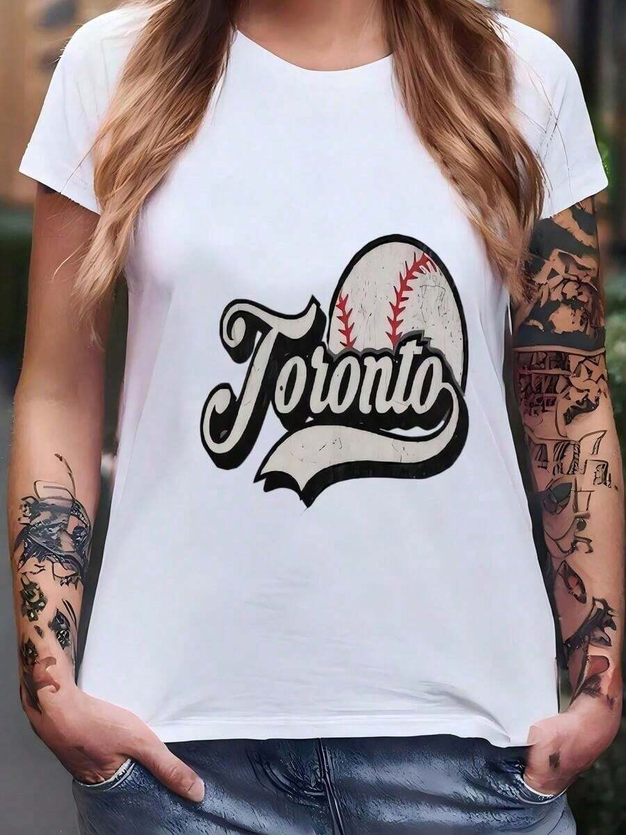 Sudadera con Capucha de Béisbol de Toronto para Mujer: Apoyo a los Blue Jays, Orgullo Canadiense, Camiseta 100% Algodón - Blanco - Ver 1