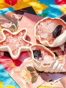 1pc Modern Minimalist Ceramic Decor, Starfish Shell Shaped Decorative Jewelry Tray, Romantic Valentine's Day Gift, Suitable For Bedroom, Office, Living Room Decor, Bedroom Decorative Ornament, Vanity Jewelry Storage, Couple Gift, Graduation Season Gift - Multicolor - View 2
