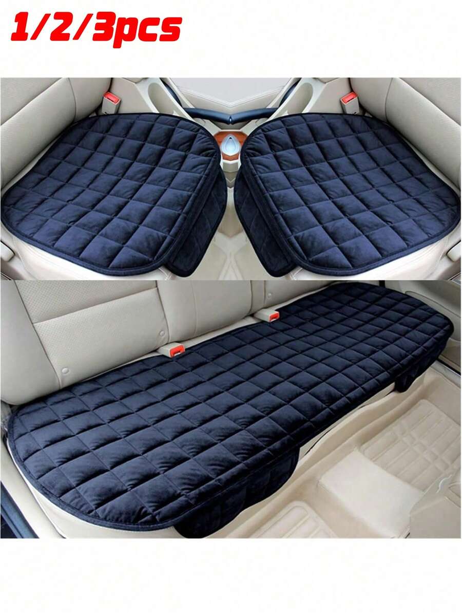 1/2/3件組汽車座椅套，適用於轎車座椅套，豪華全季節毛絨汽車座椅套，前後座舒適保護套，適用於SUV及其他車型，防滑橡膠底，附收納口袋，汽車配件