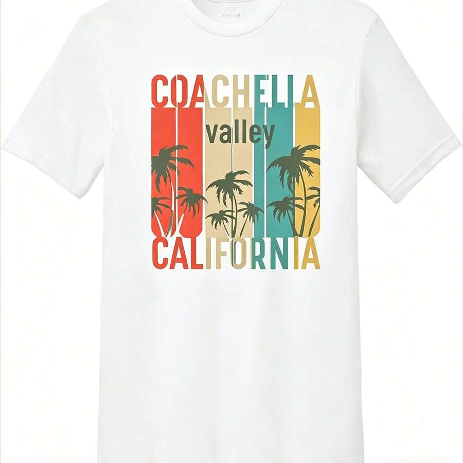 Camiseta de Verano Coachella 2026 para Hombre, 100% Algodón, Unisex, Manga Corta, Estilo Casual,  de Moda, Holgada, Estilo Y2K, Popular, de Alta Calidad - Multicolor - Ver 1