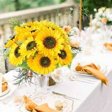 1/3PCS 16.93inch Full And Upright, Realistic Sunflower Bouquet, Sunny Rural Style. Bright Yellow Petals, Dark Brown Center. Large Blooming Shape, For Floral Decoration, Suitable For Table Setting, Wedding Table Flowers, And Party Soft Decoration. - Yellow - View 9