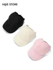 1/3pcs Solid Color Classic Minimalist Sun Protection Baseball Cap Ponytail Hat, Casual Fashion Retro Soft Sweat-Absorbing Strap, Adjustable Size, Lightweight Sunshade Hat, Multi-Functional Baseball Cap, Suitable For Outdoor Sports, Daily Wear, Beach Party, Vacation, Unisex, Y2K Style, Perfect Gift For Friends - Ponytail Hat - View 10