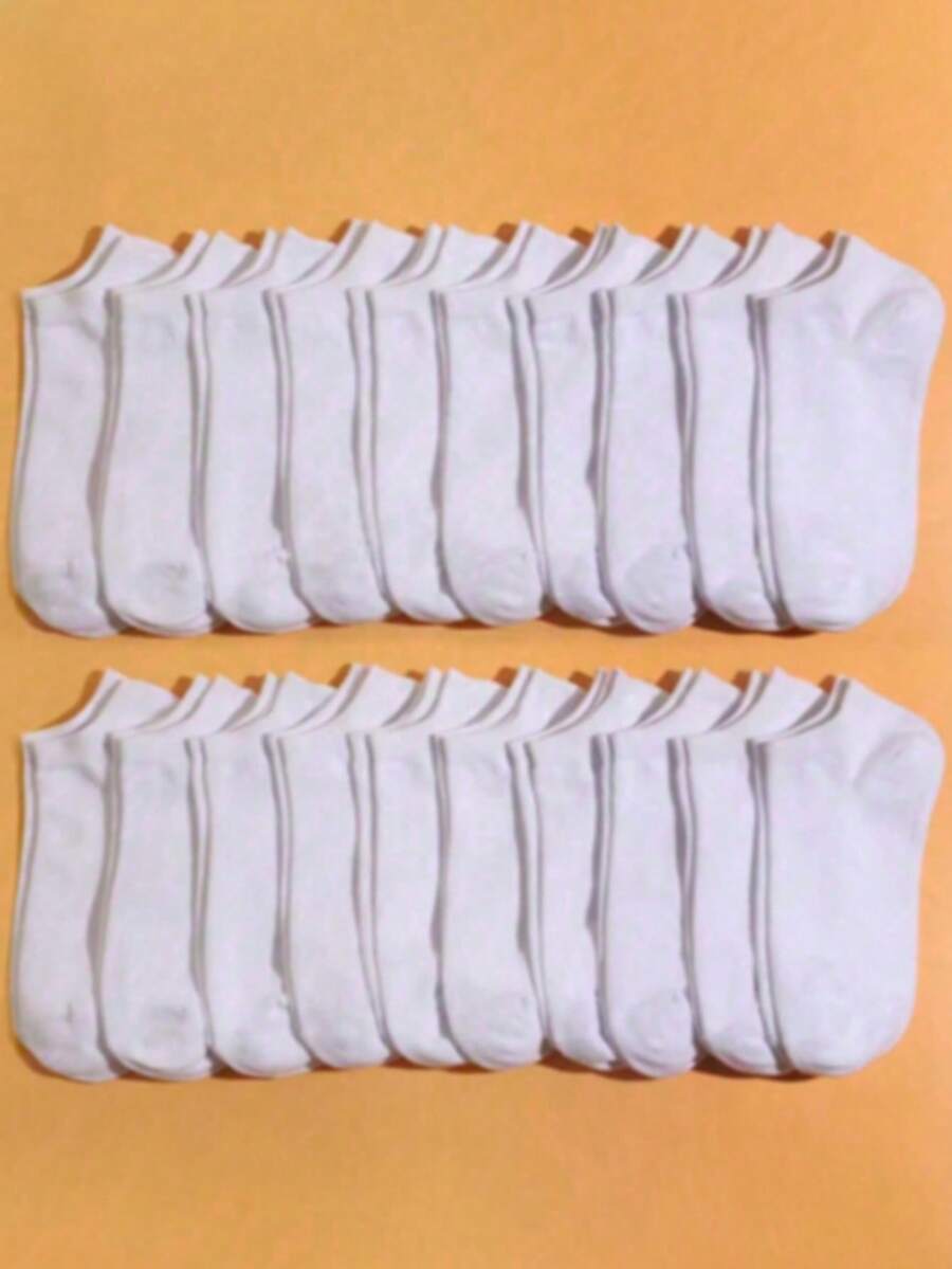 20 đôi tất cổ ngắn nữ màu trơn phong cách thường ngày đa năng 1/5/10/20/30/đôi - Nhiều màu - Xem 1
