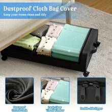 2pcs Under Bed Storage Organizer Metal Underbed Bins With Wheels And Lid Metal Underbed Storage Containers Under Bed Rolling Storage For Clothes, Bedding, Shoes, Blankets, Books, Under-Bed Storage - 2件灰色 - 查看 4