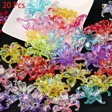 20顆AB色法式鳶尾花珠，馬卡龍漸層半透明3D珠，輕量奢華手工珠，適用於花卉裝飾與DIY配件 - 彩色 - 查看 1