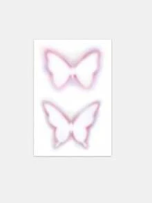 1 Pc Whimsical Gradient Pink Butterfly Temporary Tattoo, Waterproof Long Lasting Fake Tattoo, Minimalist Delicate Body Art For Arms & Body - Multicolor - View 2