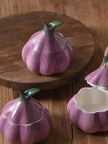 Garlic Storage Jar, Ceramic Kitchen Seasoning Container, Suitable For Home Kitchen And Dining Table, Garlic, Ginger, Chili, Valentine's Day, Perfect Gift - Multicolor - View 8