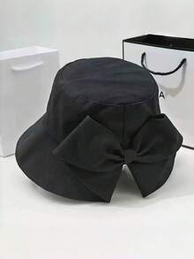 1pc Women's Polyester Bow Decor Sun Hat, UV Protection Wide Brim Bucket Hat, Face-Slimming Bucket Hat, Spring/Autumn Split Bow Hat, Suitable For Hiking, Camping, Gardening And All Outdoor Activities, Summer, Beach, Vacation - Multicolor - View 4