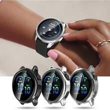 3pcs Screen Protector Case For Vivoactive 6, Soft TPU Electroplated Shock-Absorbing Full Coverage Protective Case, Anti-Scratch, Black/Clear/Silver - Black/Transparent/Silver - View 8