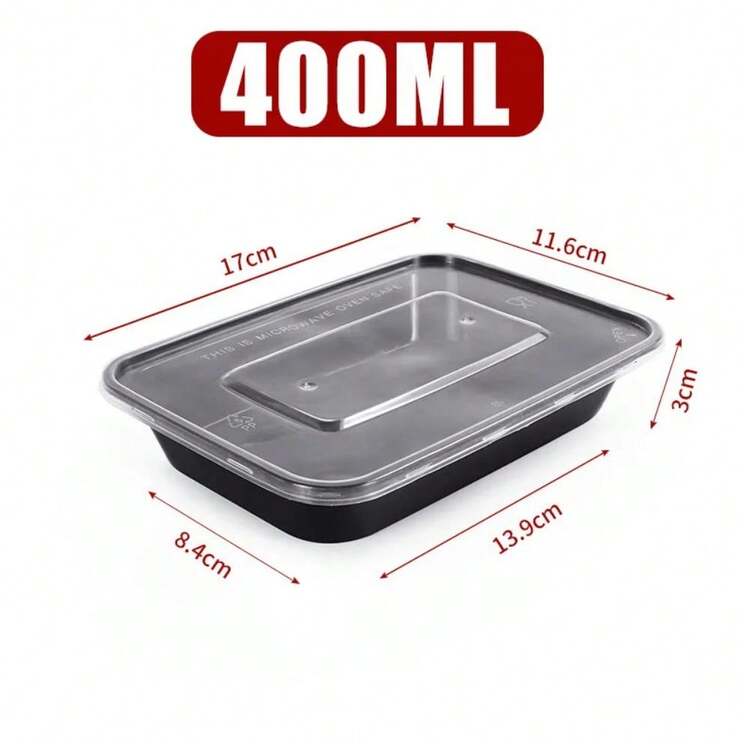 1-100pcs Disposable Food Packaging Boxes Food Storage Lunch Containers for Refrigerator Camping Picnic BBQ Party Rectangle Bento Boxes - 400 ml - Añade 4