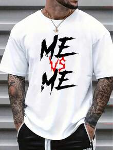 Camiseta de Hombre Cómoda Cuello Redondo Casual Algodón Manga Corta Suave Transpirable Top Estilo de Calle de Verano Primavera Camiseta de Algodón con Estampado de Letras de Moda - Blanco - Ver 1
