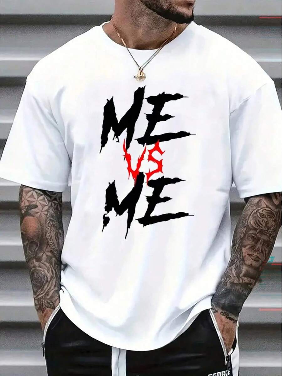 Camiseta de Hombre Cómoda Cuello Redondo Casual Algodón Manga Corta Suave Transpirable Top Estilo de Calle de Verano Primavera Camiseta de Algodón con Estampado de Letras de Moda - Blanco - Ver 1
