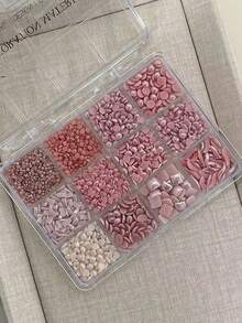 1組彩色不對稱混色陶瓷大小珍珠美甲裝飾，不脫落多色混搭美甲配件美甲飾品 - 彩色 - 查看 15