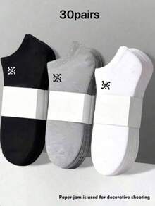 15 pares de meias femininas de cano curto nas cores preto, branco e cinza, estilo minimalista, confortáveis, casuais e versáteis, perfeitas para o dia a dia. Disponíveis em pacotes de 2, 10, 30 ou 60 unidades. - Multicolorido - Ver 36