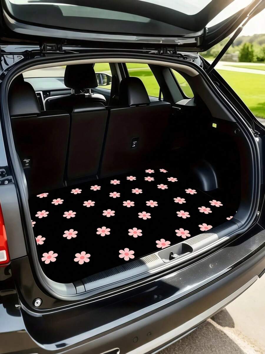 1pc - Car Trunk Mat With Beautiful Daisy Pattern. Made Of Pet-Friendly Material, Reduces Trunk Odor And Keeps Your Car Clean. Suitable For Sedans, SUVs, CUVs And Other Models. - A - View 1