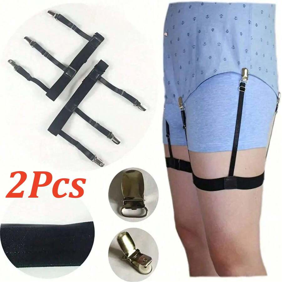 2pcs Adjustable Elastic Shirt Stay Straps For Men - Non-Slip Buckle Design, Easy To Use - Suitable For Daily Wear, Outdoor Activities, Weddings, Parties, And As Autumn/Winter Halloween Costume Accessories. Fits Teens, Young Adults, And Men For Casual, Outdoor, Sports, Vacation, Graduation Gifts, Birthday Gifts, And Everyday Wear.