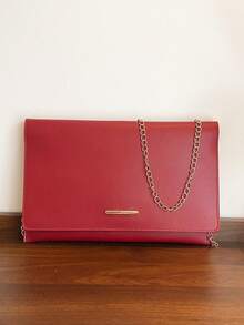 Casual Women's Clutch Bag, New Textured Niche Design, Fashion Minimalist Envelope Bag With Chain Strap, Shoulder & Crossbody Bag - Red - View 10
