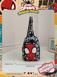 1pc Marvel Officially Licensed Spider Man Pattern Sling Bag, Boys Casual Crossbody Bag, Lightweight Adjustable Strap Chest Bag, Cartoon Coin Purse, Perfect For Boy, Boys, Young Fans, Students, Ideal For Daily School, Running, Outdoor Play, Theme Park Visits, Holiday Travel, Convenient For Carrying Snacks - Multicolor - View 4