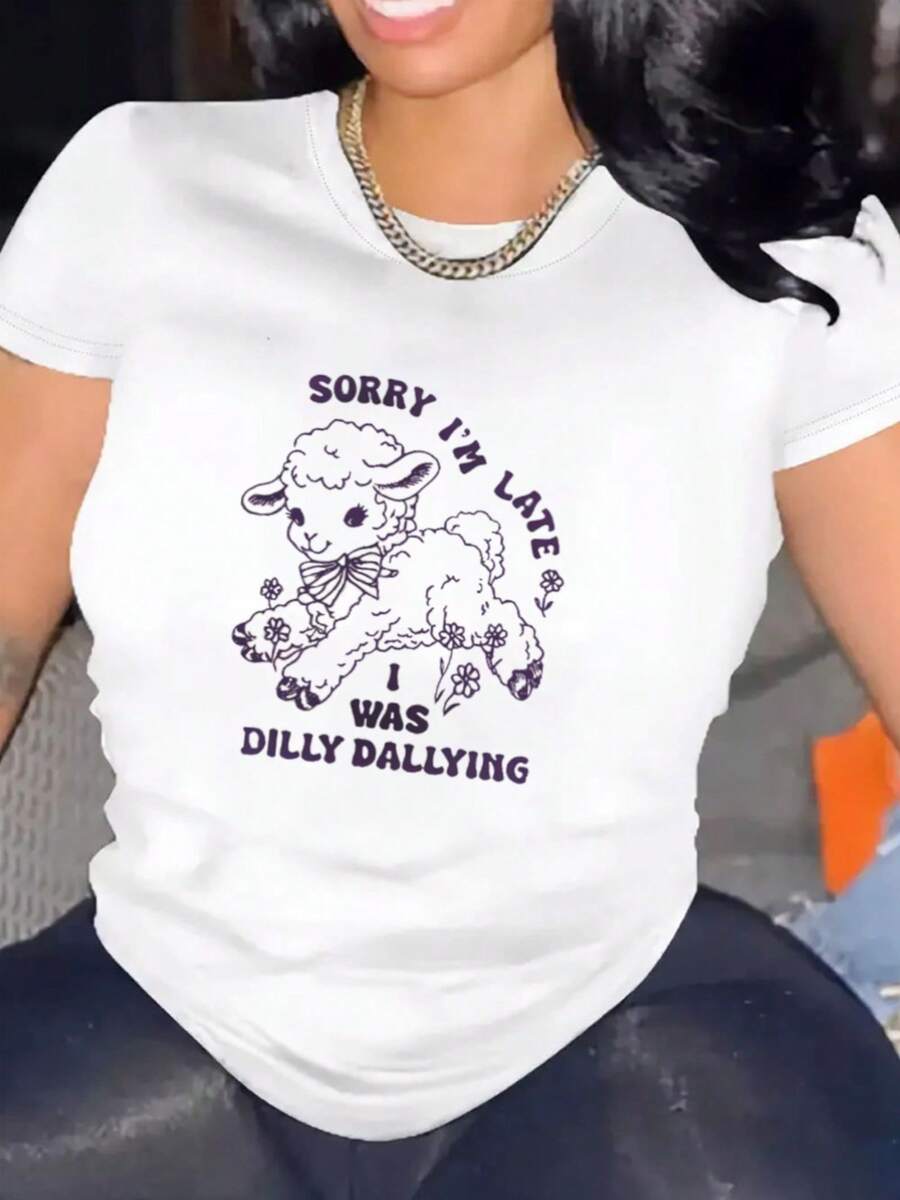 Camiseta Casual de Manga Corta para Mujeres 1 Pieza 100% Algodón Pesado - Cuello Redondo Cómodo, Camisetas Suaves y Adorables - negro - Ver 1