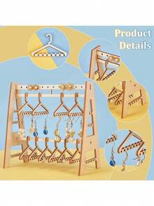 Wooden Earring Display Stand With Mini Hooks, Earring Storage Rack For Selling Jewelry, Wooden Earring Display Stand For Women's Stud Earrings, Retail And Personal Use, Hanging Jewelry Storage Rack - Multicolor - View 8