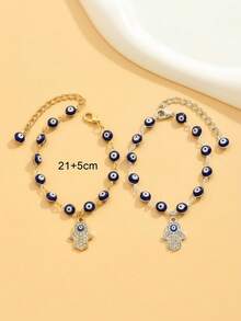 1pc Minimalist Vintage Turkish Rhinestone Evil Eye Men's Anklet, Suitable For Summer Beach, Festival And Party Wear - Demon Eye Anklet - View 5