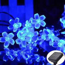 1PC Sakura Solar String Lights 5/7/12/22M 20/50/100/200LED Waterproof Outdoor Festival Garden Decorative Lights - Azul - Ver 1