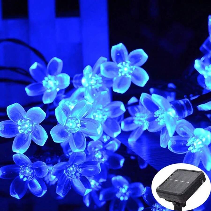 1PC Sakura Solar String Lights 5/7/12/22M 20/50/100/200LED Waterproof Outdoor Festival Garden Decorative Lights - Azul - Ver 1
