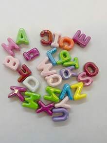 104pcs Rainbow UV Coated Acrylic Beads, Mixed Random Letter Beads, DIY Craft Beads, Suitable For Bracelets, Necklaces, Earrings, Keychains, Phone Chains, Bag Decorations - Multicolor - View 4