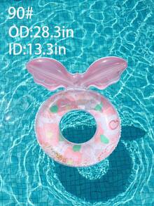 Pink Floral Print Swim Ring, Cute Glitter Pool Float With Mermaid Tail, Suitable For Adults And Children Summer Use - Multicolor - View 17
