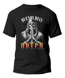 Playera Calaca Chida Buenos Días Hdtpm Meme Hombre - Negro - Ver 1
