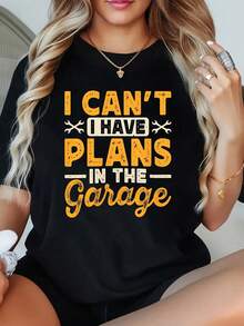 1 Camiseta Divertida de Mecánico para Mujer, Talla Grande, con Estampado Gráfico, Manga Corta, 220g, 100% Poliéster, Estilo Casual con Cuello Redondo - Negro - Ver 1