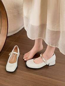 New Spring/Autumn Collection For 2026: French-Style Platform Leather Shoes And British-Style Marie-Chen Shoes. Casual And Versatile Design, Suitable For Both Indoor And Outdoor Wear. - Beige - View 3
