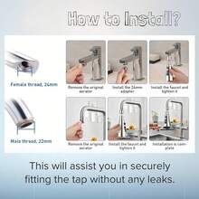 Household Kitchen Faucet Aerator + Tape, G1/2 Interface Water-Saving Anti-Splash Nozzle, Pressurized Design For Strong Yet Gentle Water Flow, Convenient For Washing Vegetables, Dishes, And Hands, Easy Installation Without Extra Tools, Practical Accessory For Kitchen And Bathroom - Silver - View 10