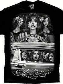 [Sexy Clown Tee] Dga Side Show Cruising Lowrider Sexy Payasa Clown T Shirt Men's Comfortable Round Neck Short Sleeves 180g Same Style For Men And Wome - Multicolor - View 1
