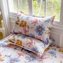 3-Piece Floral Duvet Cover Set, 100% Polyester, Soft & Breathable, Zipper Closure, Suitable For Bedroom, Hotel, Holiday Gift, Made In China - Blue - View 10
