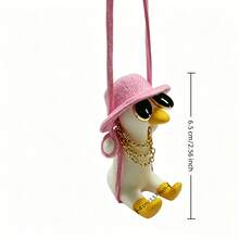 Cute Car Hanging Swinging Duck Pendant, Rearview Mirror Decoration, Perfect Gift For Car Enthusiasts - A - View 5