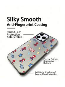 Marvel Spider Man Iron Man Cartoon Men's Phone Case, Compatible IPhone 17 Pro Max/17 Pro/Air/16 Pro Max/15 Plus/14/13/IP 17/15Pro/12 Pro/11/16 Plus,XR Apple Anti Fall And Anti Scratch Protective Case, - Translucent Black 2 - View 7