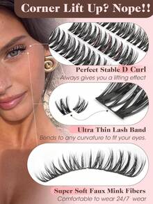 Natural Eyelash Clusters, Fine Dense Eyelash Clusters, Cat Eye Clusters, Eyelash Extension Natural Effect 10-16mm Pre-Set Eyelash Map, Single Eyelash Clusters, Eyelash Clusters - D - View 2