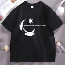 Camiseta de Algodón de Manga Corta con Cuello Redondo para Hombre, Diseño de Meme de Tecnología de Azerbaiyán, Camiseta Básica de Verano 2026 - Multicolor - Ver 1