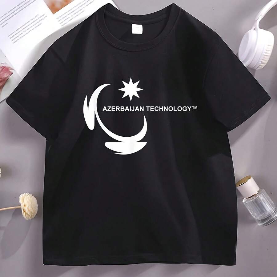 Camiseta de Algodón de Manga Corta con Cuello Redondo para Hombre, Diseño de Meme de Tecnología de Azerbaiyán, Camiseta Básica de Verano 2026 - Multicolor - Ver 1