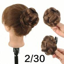 Synthetic Bun, Claw Clip, Braided, Twisted Dough Braid, Synthetic Hair Extensions, Daily Wear - Multicolor - View 13