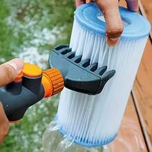 1pc Swimming Pool Paper Core Filter Cleaning Brush + Garden Watering Spray Nozzle + Adjustable Water Pressure Cleaning Spray Head + Fixed Switch, No Need To Press Continuously, Water Pressure Adjustable Via Knob - A - View 7