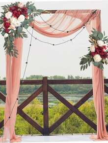 2pcs Artificial Flowers, Wedding Welcome Arch Decor, Wedding Reception Signage, Aesthetic Room Decor, Home Decor - Red - View 3