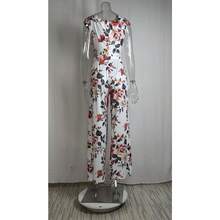 Fashionable Jumpsuit, New Spring Collection For Women, Printed, Off-The-Shoulder And High-Waisted, Elegant And Modern Style - 白色背景花朵 - 查看 5