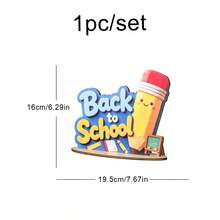 WELCOME Back To School Season Party Decoration Wooden Tabletop Ornament, Holiday Celebration School Bag Pencil School Bus Apple Stationery - Multicolor - View 7